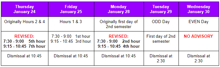 Revised schedule