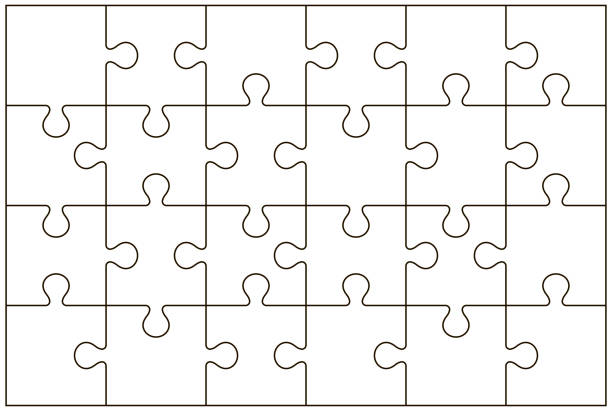 Puzzle pieces vector illustration isolated on white background. Jigsaw puzzle pieces.
