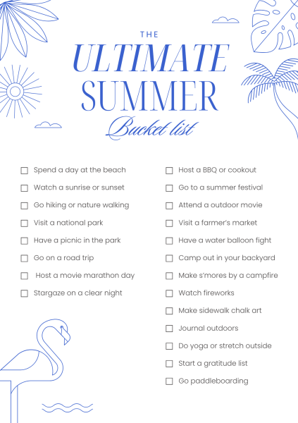 Summer bucket list